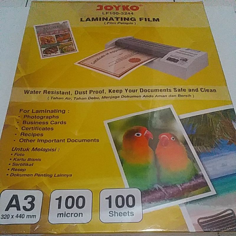 

PLASTIK LAMINATING JOYKO & AMANDA | A3 1 LEMBAR 32x44 GROSIR |