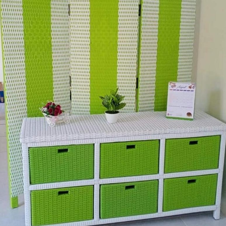 (READY STOK) LEMARI LACI ROTAN SINTETIS RAK LACI ROTAN SINTETIS MEJA LACI BUFET LACI 6 ROTAN SINTETI