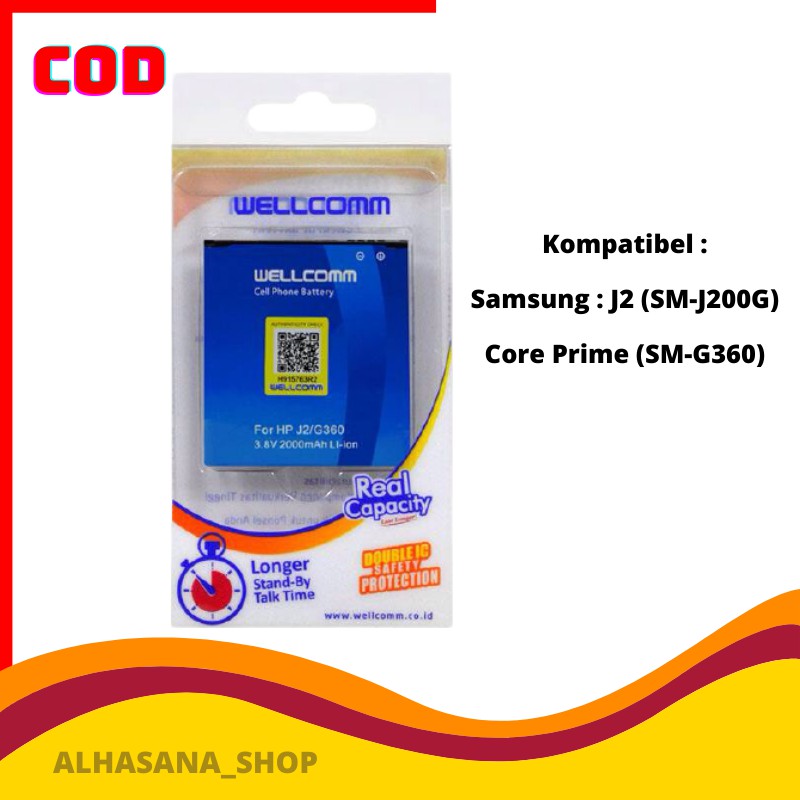 BATERAI HP SAMSUNG GALAXY J2 WELLCOMM/BATTERY DOUBLE IC SAMSUNG GALAXY CORE PRIME WELLCOMM