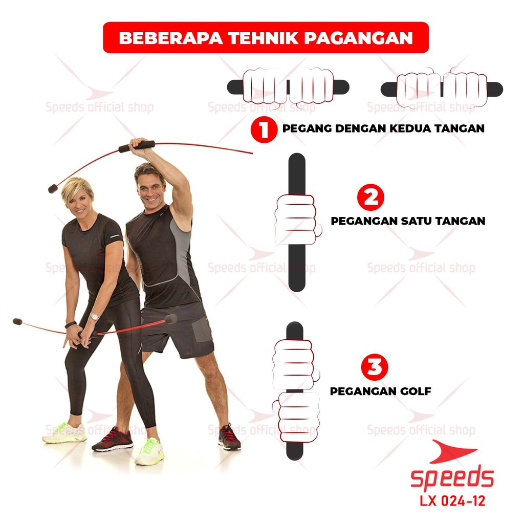 SPEEDS Flexi Bar Stick Tongkat Flexi Bar Swing Training Workout Untuk Kebutuhan Fitness Gym 024-12