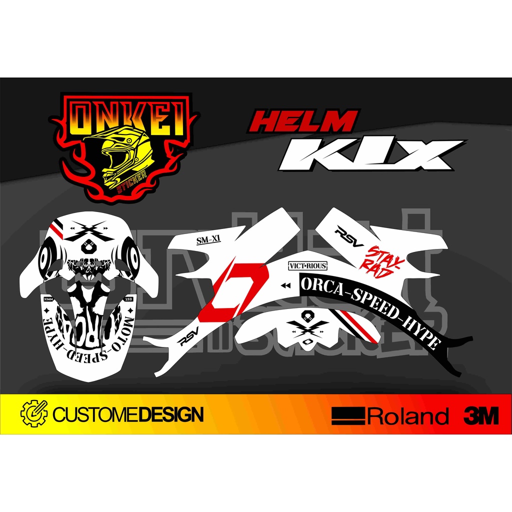 DECAL STICKER HELM KLX MOTIP ORCA