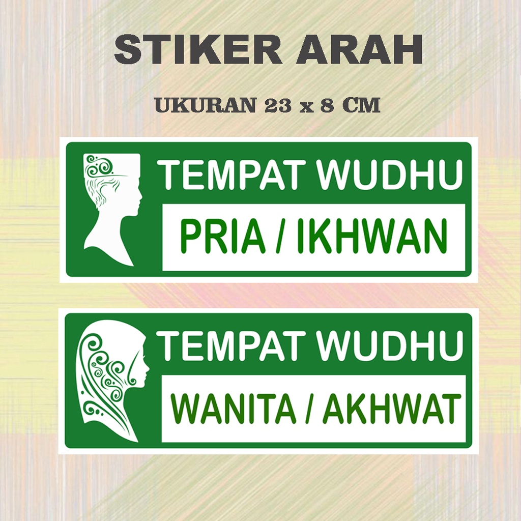 

Stiker arah petunjuk tempat wudhu 23 x 8 cm