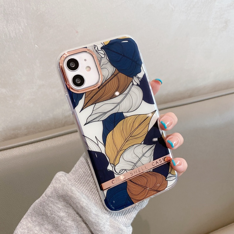 High-end electroplating Casing iPhone 12 11 Pro Max X XR XS XS 7 8 Plus SE 2020 Silicone Flowers and leaves Case soft tpu  casing-3