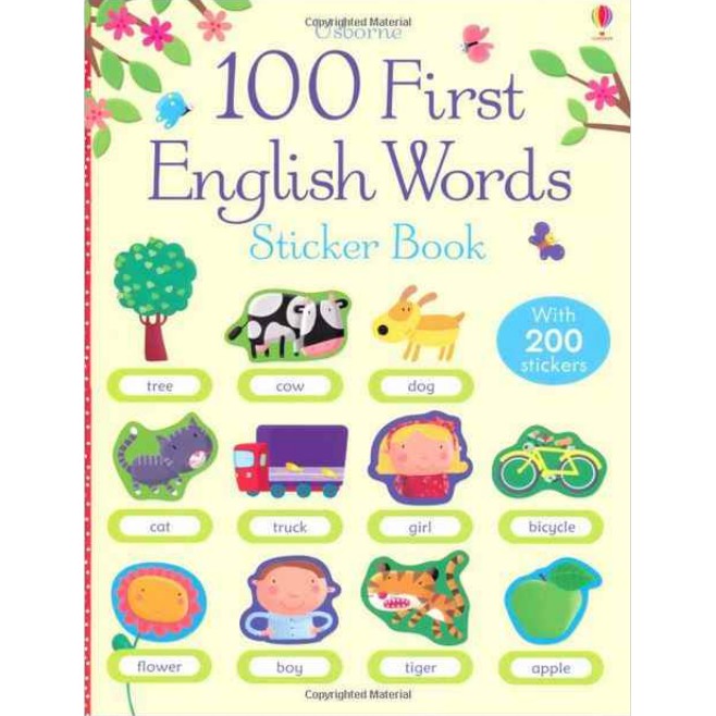 Usborne Sticker Book 100 First English Words Activity Imported Inggris