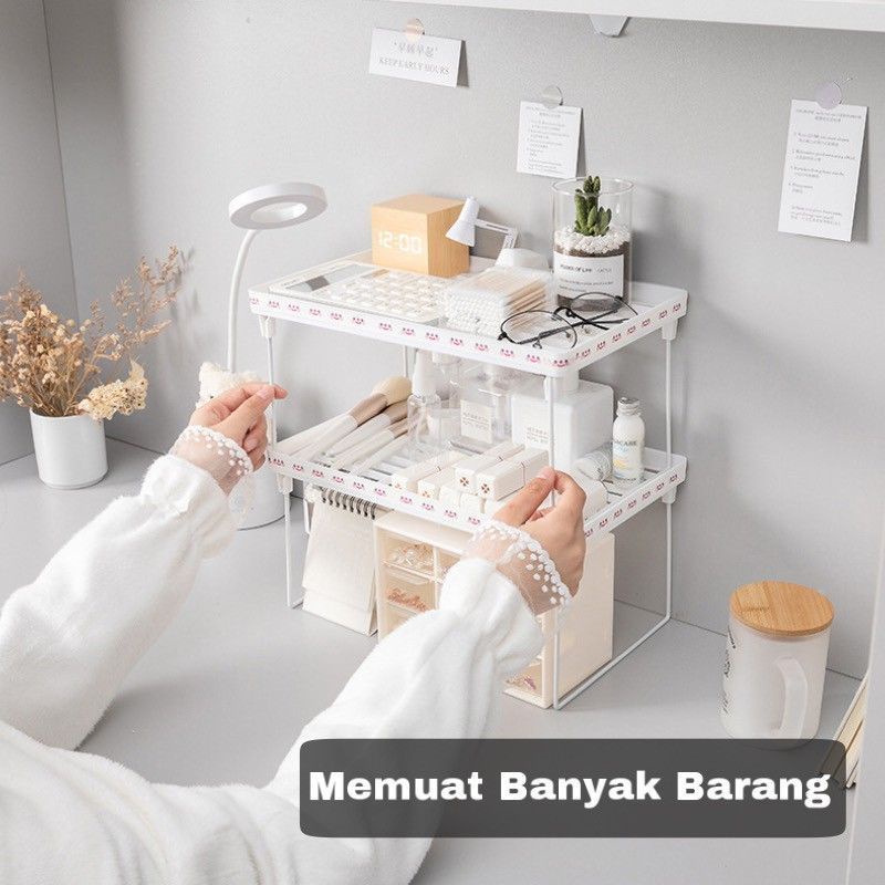 Rak Meja Stationery Desktop Storage Rak Lipat Penyimpanan Buku ATK