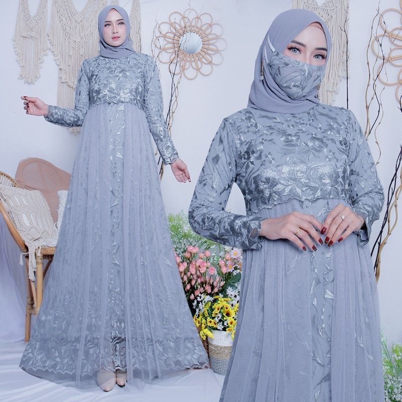 GAMIS TILLE MAXI KAYLA/GAMIS PESTA/GAMIS KONDANGAN/GAMIS MODERN