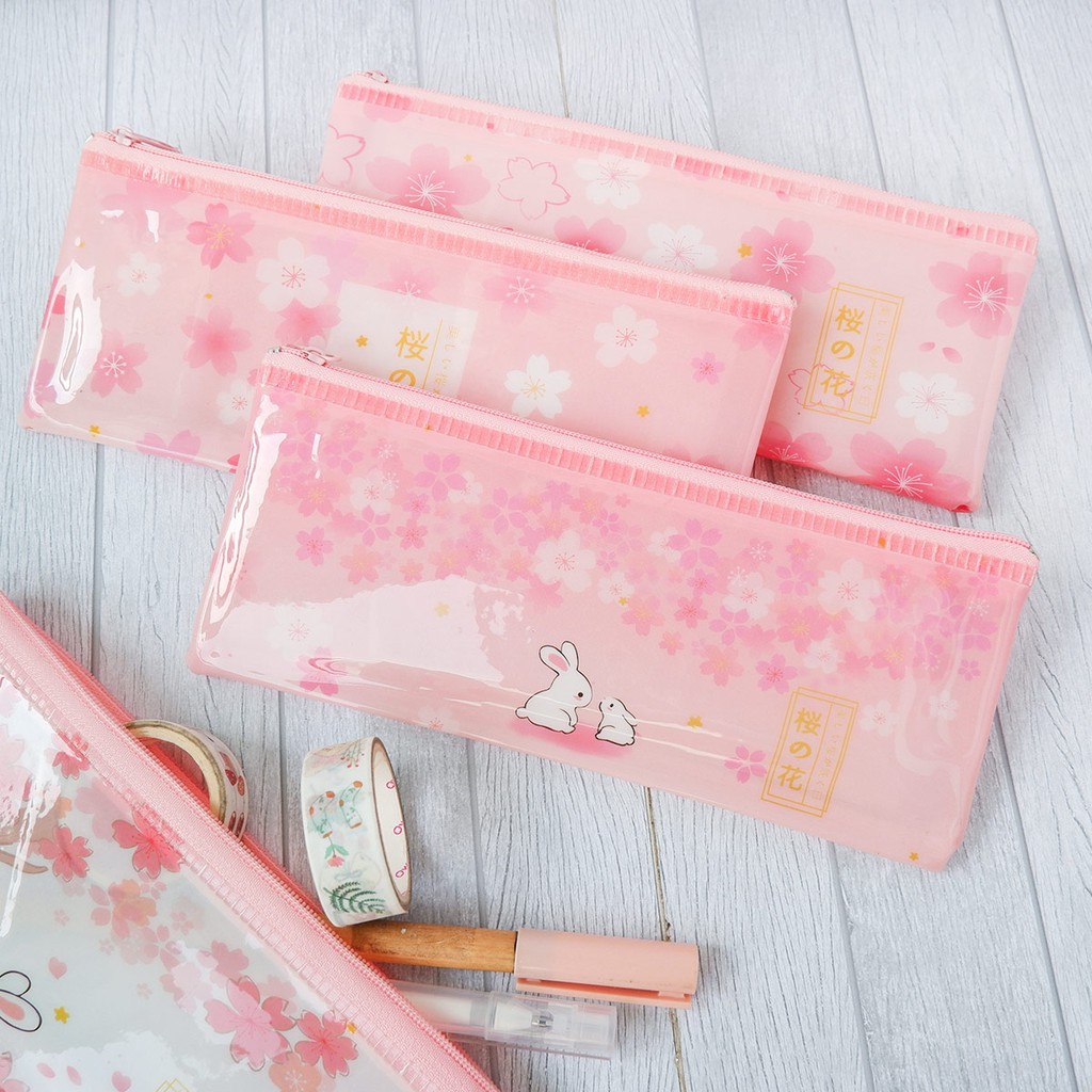 

PINKABULOUS Sakura Bunny Plastic Pencil Case / Tempat Alas Tulis / Tempat Pensil