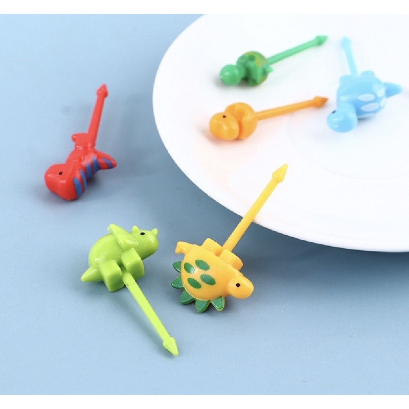 Garpu Buah Mini Bentuk Kartun Dinosaurus - Tusukan Bento Buah Mini Dinosaurus 6pcs