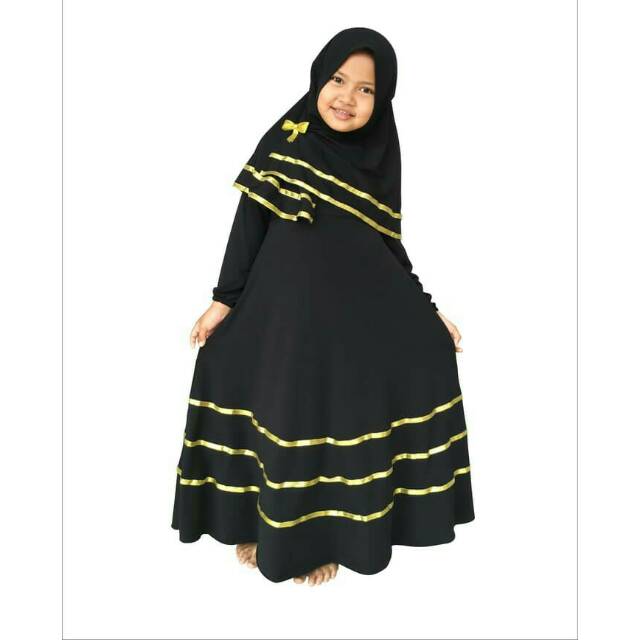 Promo GAMIS ANAK PEREMPUAN PITA EMAS - HITAM / BAJU MUSLIM ANAK