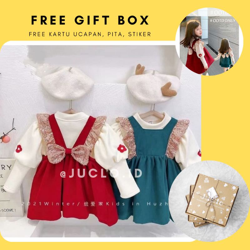 Dress Baju Anak Perempuan umur 1-4 tahun Baju Ulang Tahun Import Korea Lengan Panjang Bahan Halus Le