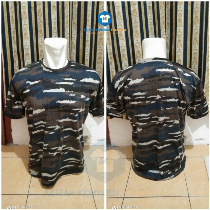 kaos loreng tni al pendek - Biru Army, all size