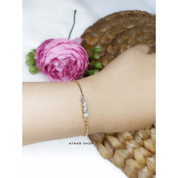 athar shop|| gelang titanium wanita anti karat smile bulan bintang love hati rantai sisik ular