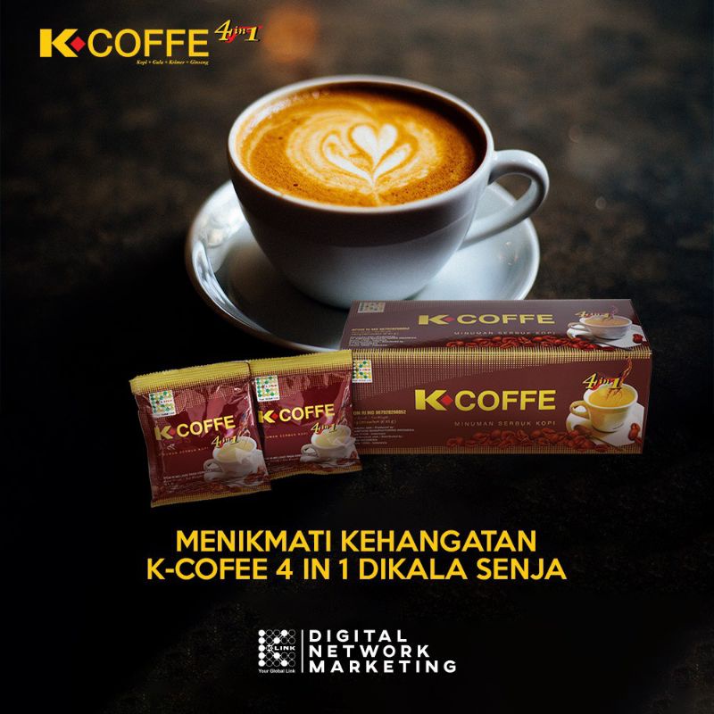 KOPI GINSENG K LINK, K-COFFEE 4 IN 1 | KOPI TAHAN LAMA 1 BOX ISI 20 SACHET