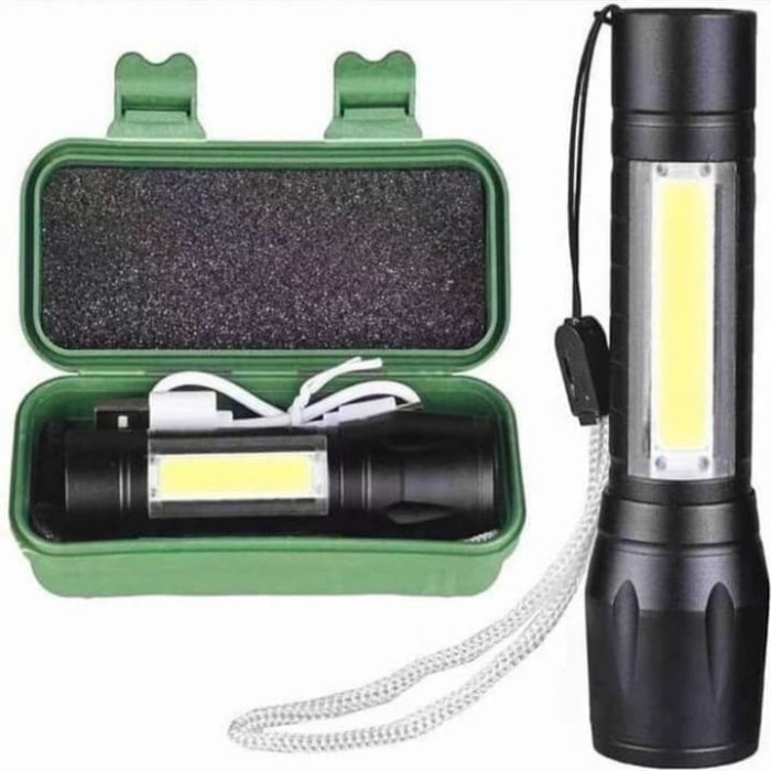 NEW Senter Mini Saku Rechargeable Dual LED Cree Q5 + COB Pocketman outdoor