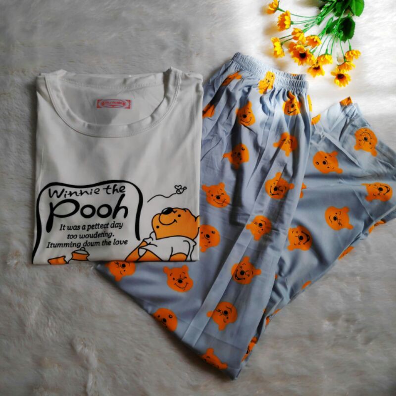 SET BAJU WANITA LENGAN PENDEK KAOS CELANA PANJANG PAKAIAN TIDUR IMPORT SETELAN PIYAMA BAJU TIDUR SET