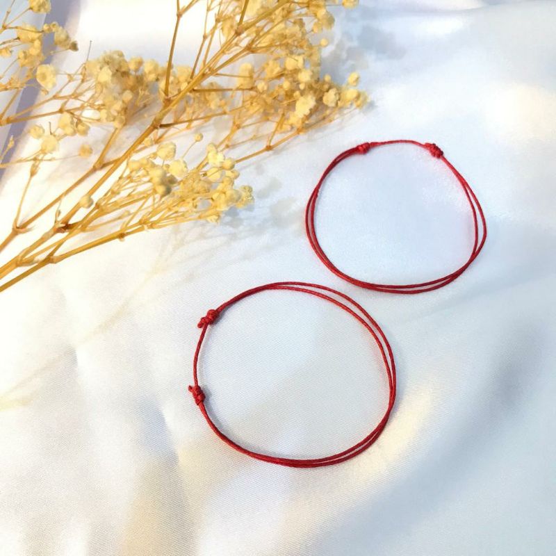 Gelang polos aesthetic tali merah tipis 1mm/Gelang tali/gelang persahabatan
