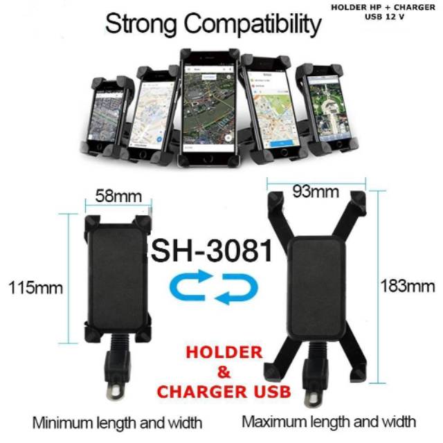 Phone Holder Motor Dudukan Hp Di Setang Sepeda Motor Gojek Holder Hp Spion Phone Support Motorcycle