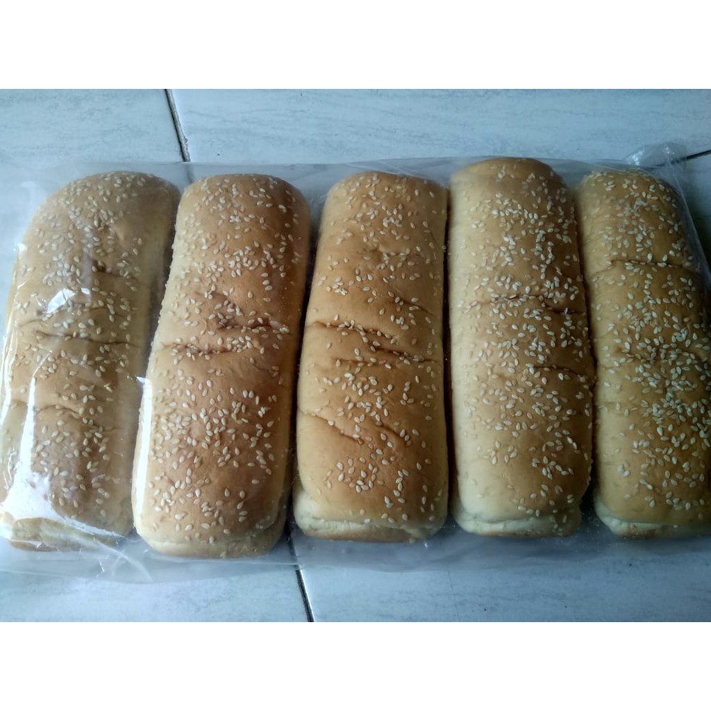 

Roti John | Hotdog Jumbo 22 cm Wijen/Non Wijen - Polos | 1 Plastik isi 5pcs