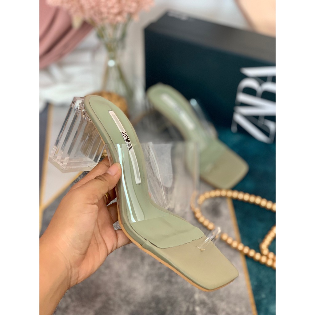 [7.7 Boombastis Sale⚡] - SANDAL WANITA ZS345 VYNIL SANDALS TRANSPARANT HEELS PREMIUM IMPORT