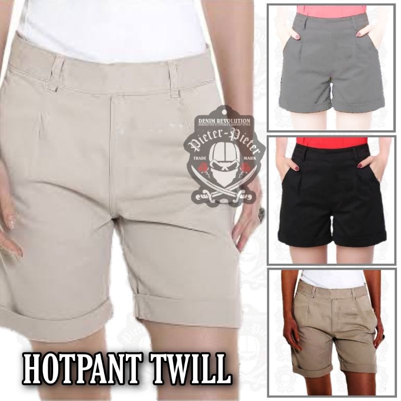 HOTPANTS Twill Stretch Premium (SIZE M L XL XXL )Tebal Adem Melar Distro Mall Celana Pendek Wanita