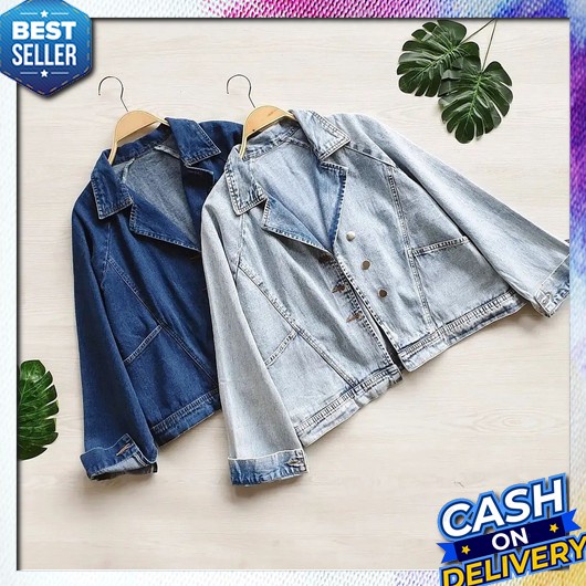 Jaket Jeans Wanita Jumbo Oversize - Crop Jeans Levis Denim - Jaket Crop Denim Oversize Premium CE68 