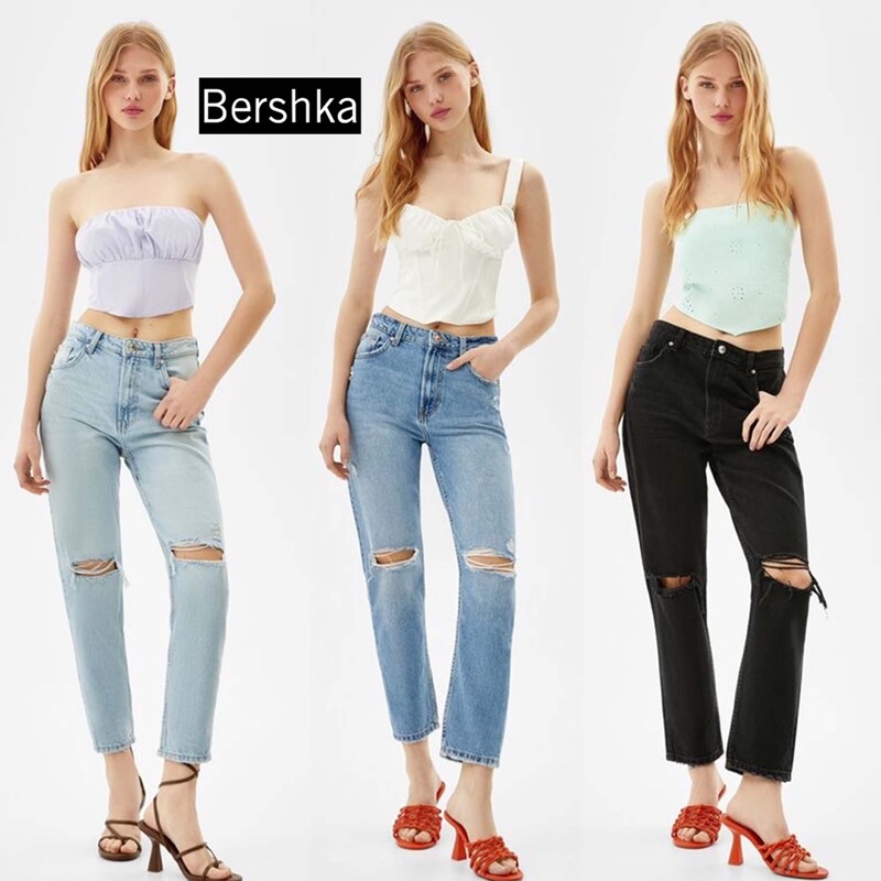 Bershaka High Waist Ripped Mom denim original 100%