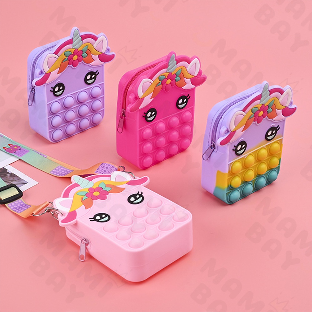 OKEYI Tas pop it anak selempang unicorn Impor