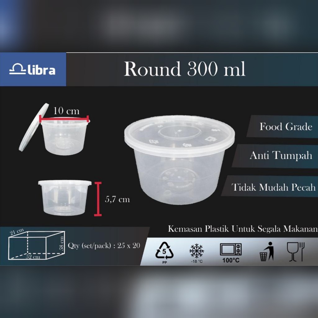 Mangkuk / Bowl 300 ml Plastik Tempat Kotak Makan Thinwall Cup (25 pcs)