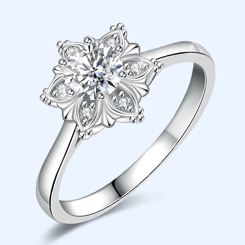 perak asli 925 cincin Wanita Bunga kreatif dan sederhana Cincin yang dapat disesuaikan Perhiasan