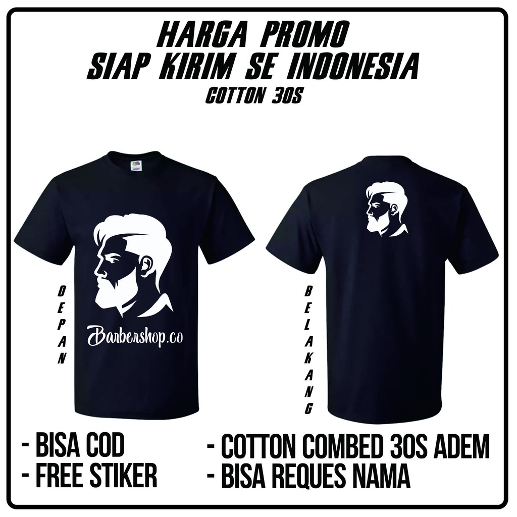 PROMO KAOS DISTRO BARBERSHOP KEREN MURAH BAHAN COTTON COMBED 30S ADEM GROSIR ECER