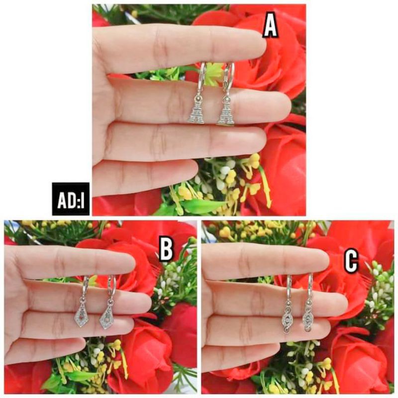 Anting Dewasa Permata Zircon Perhiasan Wanita Silver limited edition (COD)