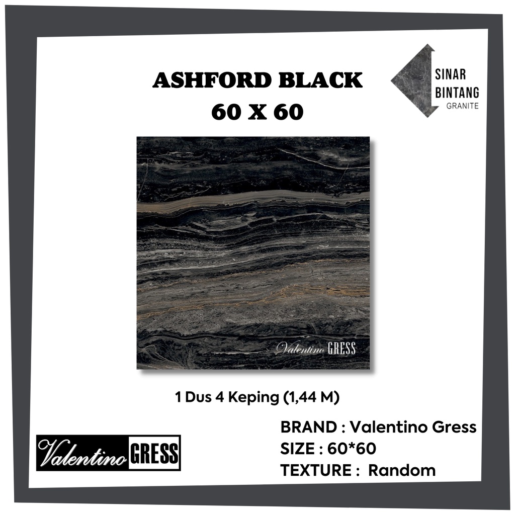 Granit 60 X 60 | Granit Lantai Ashford Black VALENTINO GRESS