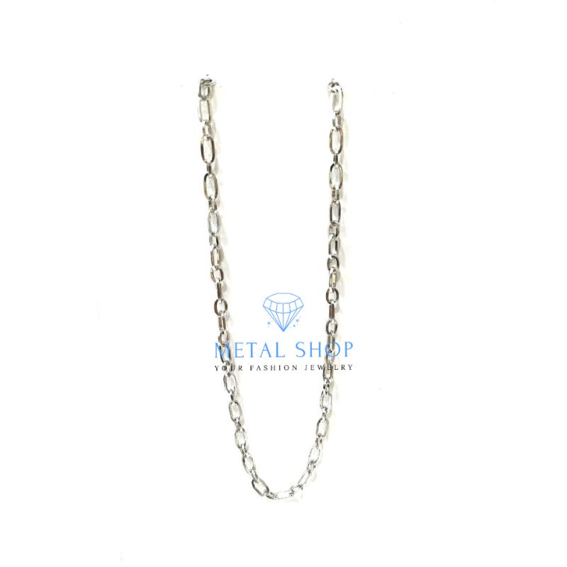 Kalung titanium warna emas model nuri pipih panjang 45cm