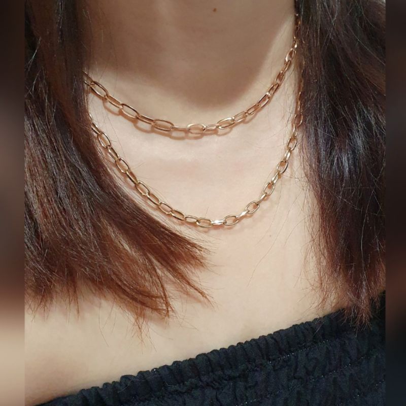 Kalung Titanium Asli Rantai Gold Stainless steel Ori Anti karat Necklace Branded Band TN-051