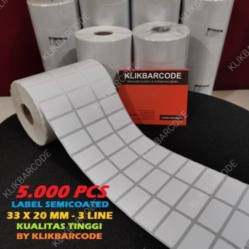 

LABEL BARCODE SEMICOAT 33 X 20 MM - 3 KOLOM - ISI 5.000 PCS - 33X20MM - PUTIH FO