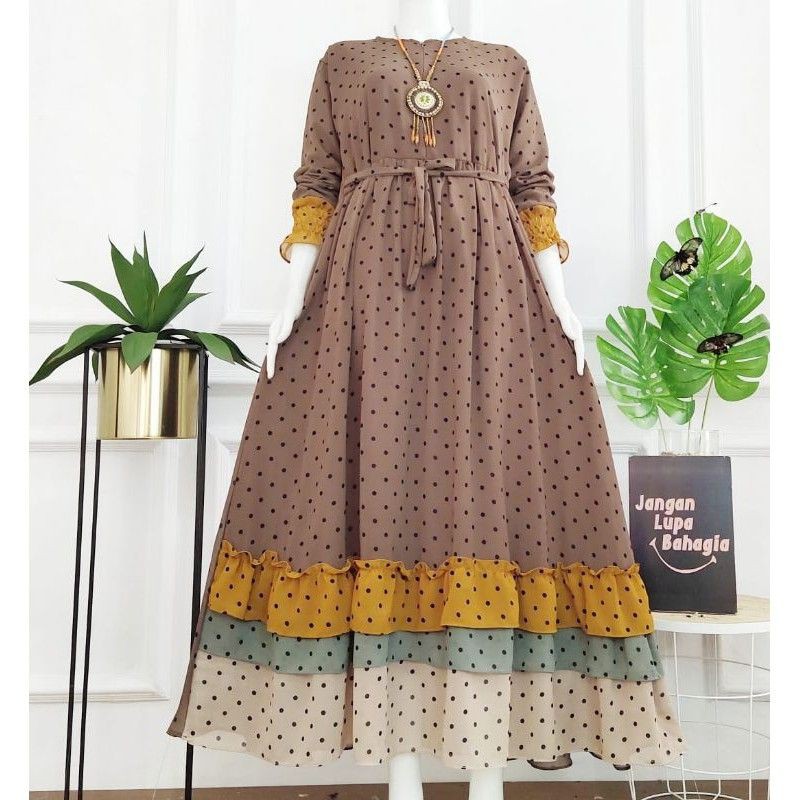 GAMIS POLKADOT|GAMIS|GAMIS_CERUTY_POLKA_PELANGI_REMPEL BAWAH_TERBARU