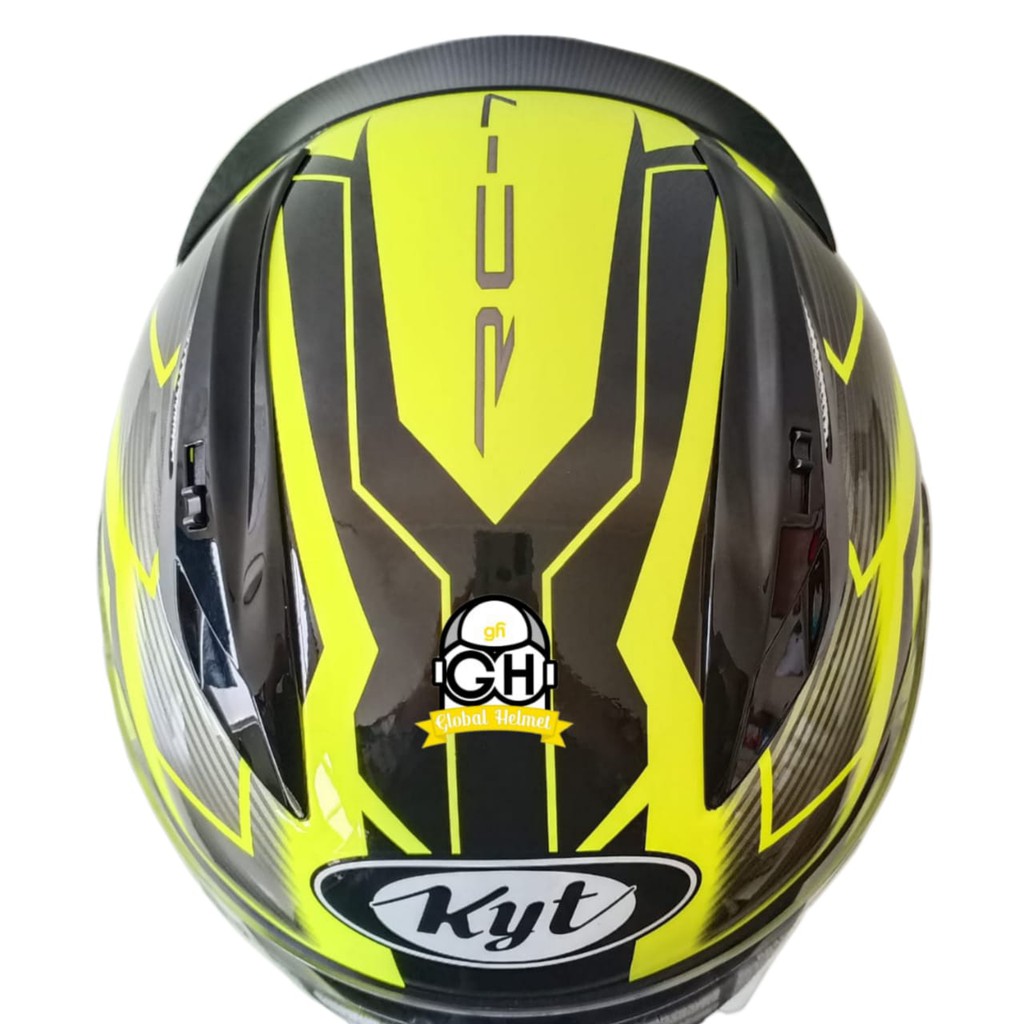 HELM FULL FACE KYT RC7 RC-7 RC SEVEN MOTIF #18 YELLOW FLO BLACK