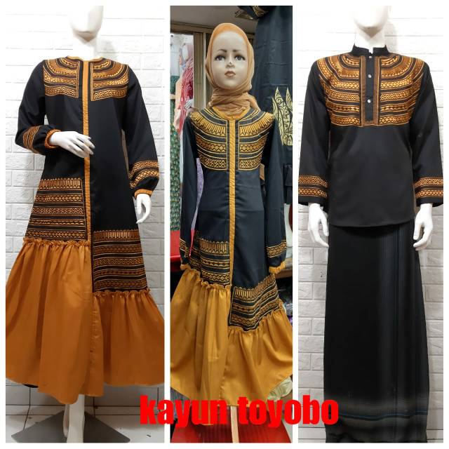 Couple keluarga / couple ayah ibu / couple muslimah / baju lebaran / gamis toyobo / gamis raradisa