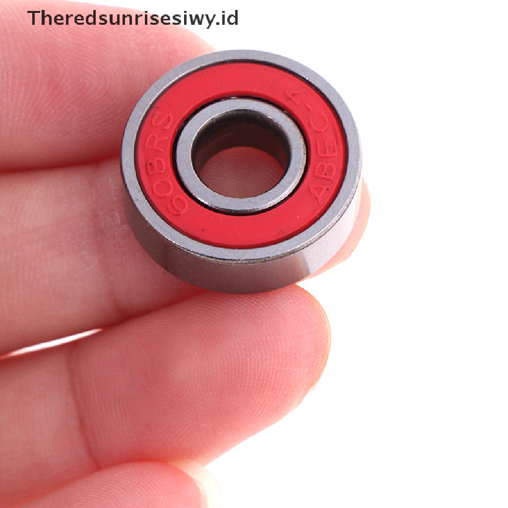 (Theredsunrisesiwy.Id) 5pcs Bola Bearing Skateboard Abec-7 608rs 8x22 X 7mm Warna Merah