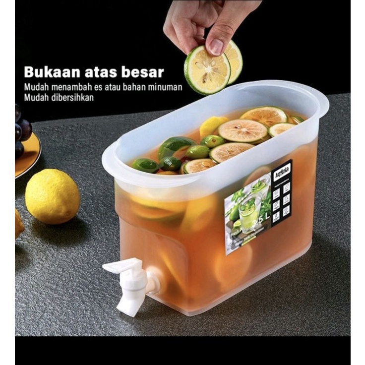 Dispenser Tempat Botol Kulkas Air Juice 3,5 Liter 3,5L Water Tank + Keran