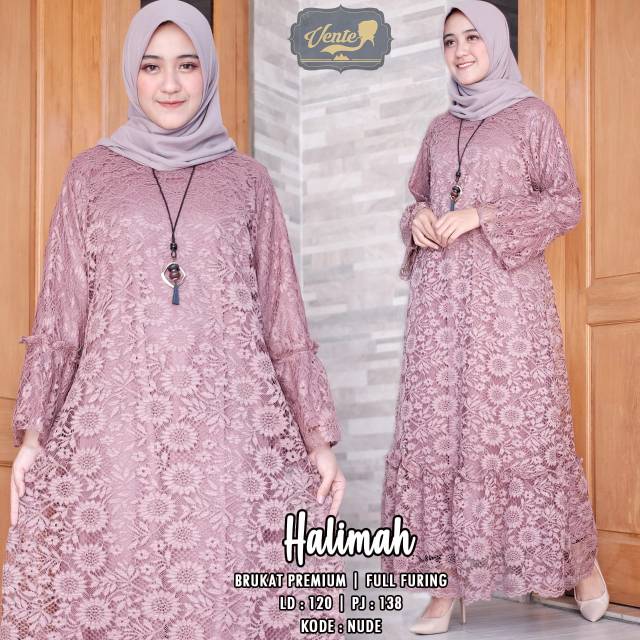 Halimah Gamis Brokat Jumbo Vente Ori Shopee Indonesia