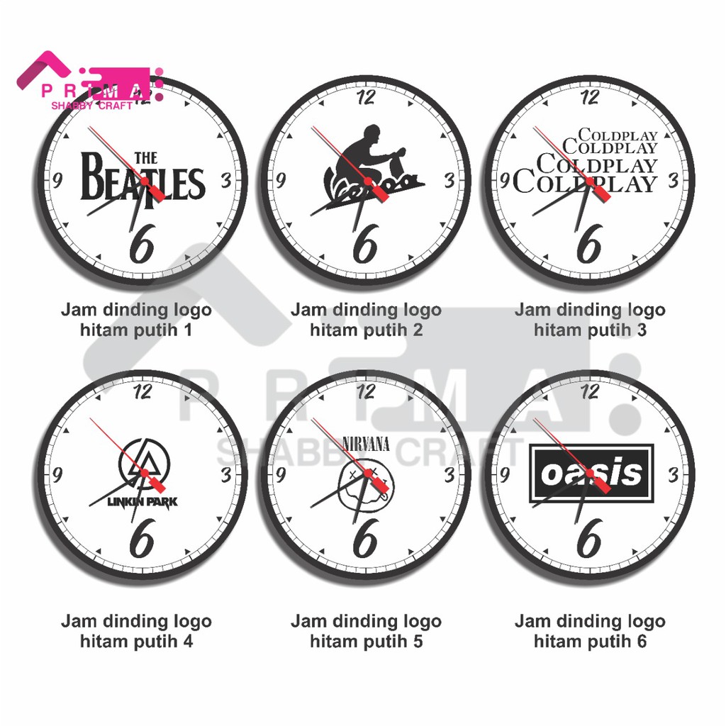Jam Dinding Tema Cowok Hiasan Pajangan Dekorasi Ruangan Kamar Anak Cafe Vintage Klasik Hitam Putih