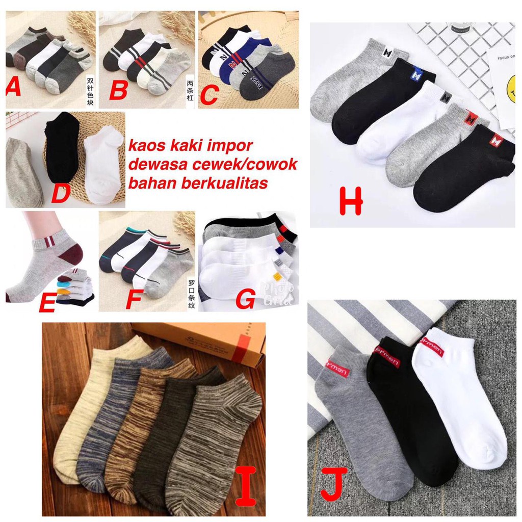 Kaos Kaki 5pasang Import Premium Cewek Cowok Nyaman Dipakai (Lochic)