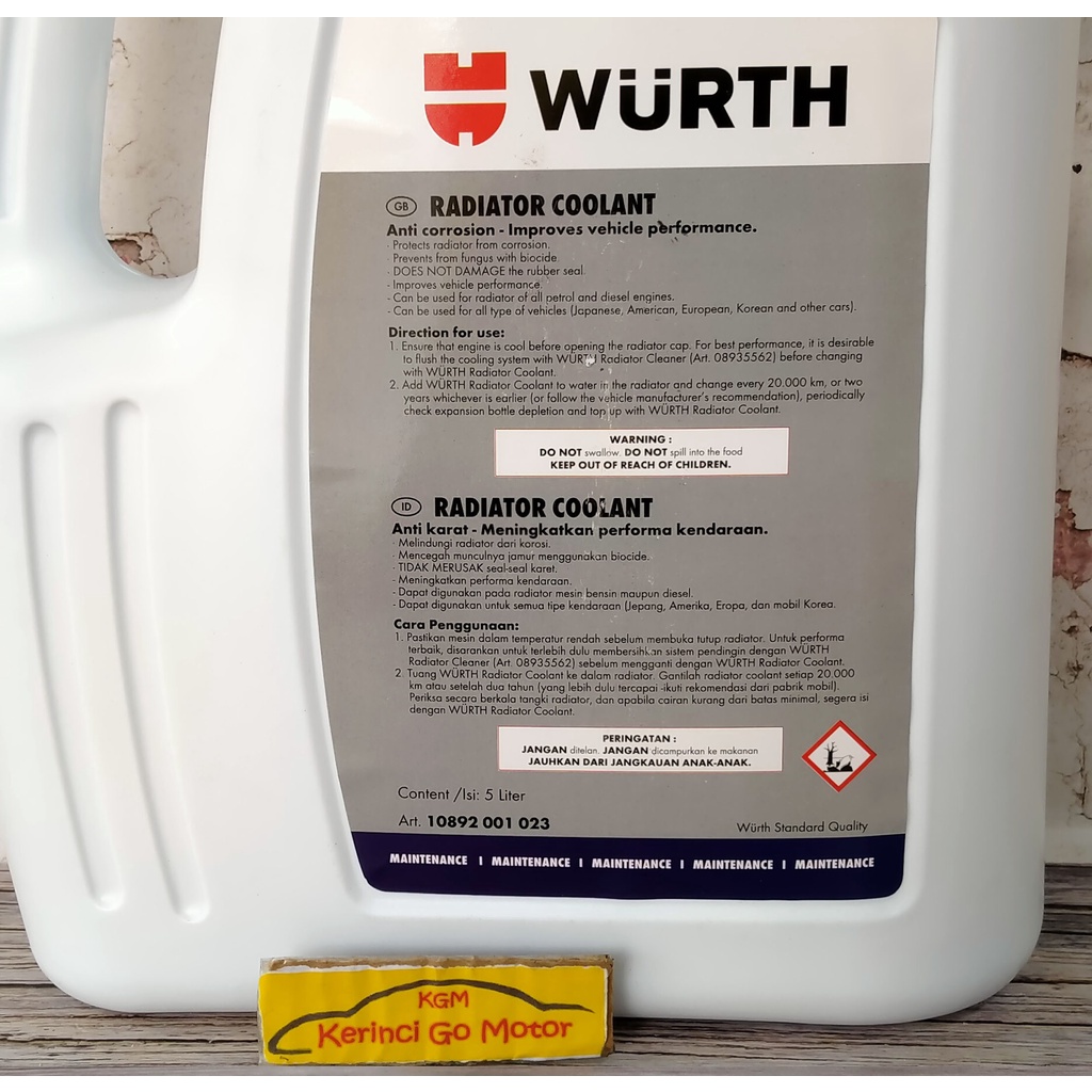 WURTH RADIATOR COOLANT BIRU 5L AIR RADIATOR WURTH BIRU 5L