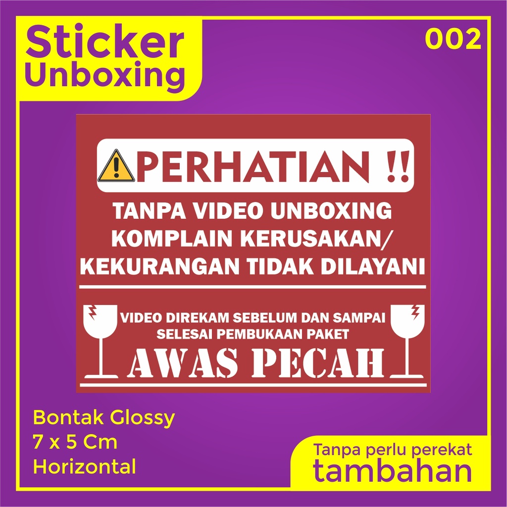 Stiker Video Unboxing / Stiker Unboxing / Sticker Fragile / Stiker Label Pengiriman-2