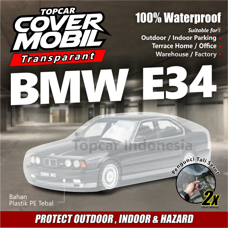 TOPCAR Cover Mobil Transparan BMW E34 Plastik Tebal Plastik Waterproof Outdoor Indoor Part Mobil Aksesoris Exterior Selimut Pelindung Anti Air  Debu Kotoran Hewan Teras Gudang Rumah