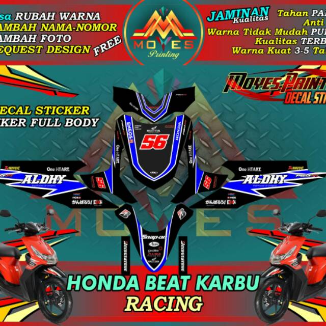 Stiker Motor Honda Beat Karbu Stiker Beat Karbu Decal Beat Karbu Racing Decal Honda Beat Karbu