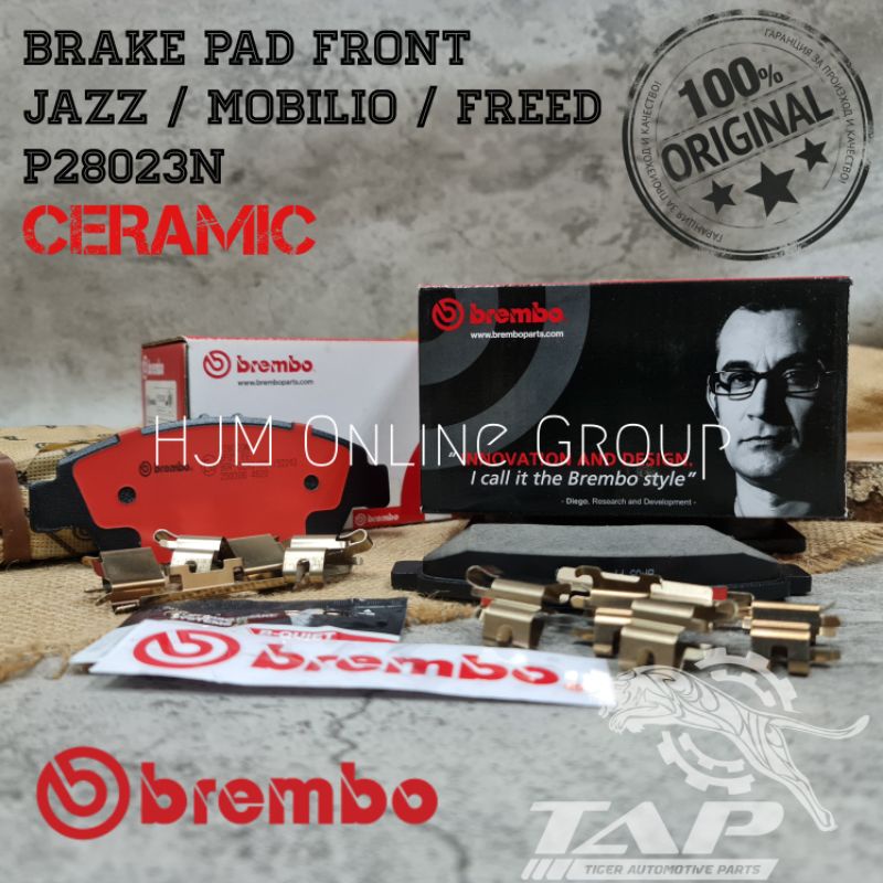 BRAKE DISC PAD - KAMPAS REM DEPAN JAZZ MOBILIO FREED P28023N BREMBO CERAMIC ORIGINAL