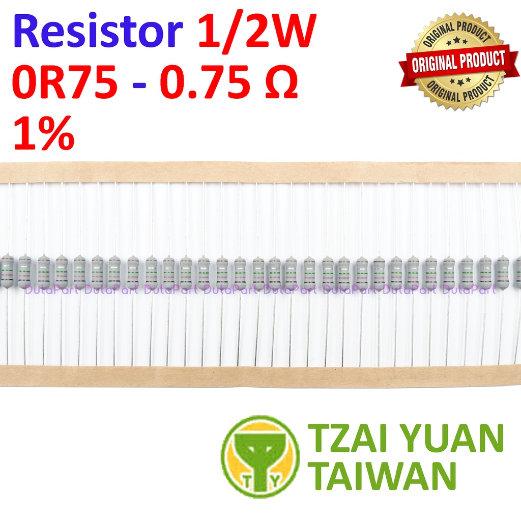 Resistor 0R75 Ohm 1/2 Watt 1% ORIGINAL TAIWAN 1/2W 0.75 R HIGH QUALITY