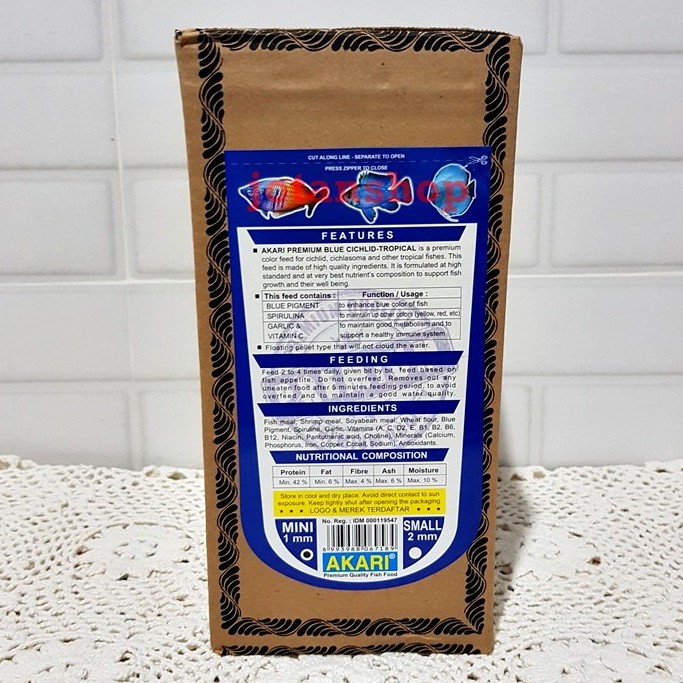 AKARI PREMIUM BLUE CICHLID Tropical ciklid ciclid biru Pelet Makanan Ikan 100gr